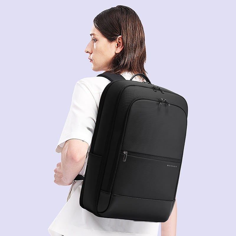 Schwarzer Bange-Rucksack aus minimalistischem Oxford-Gewebe mit langlebigem Design zur Aufbewahrung von Laptops und für den täglichen Gebrauch