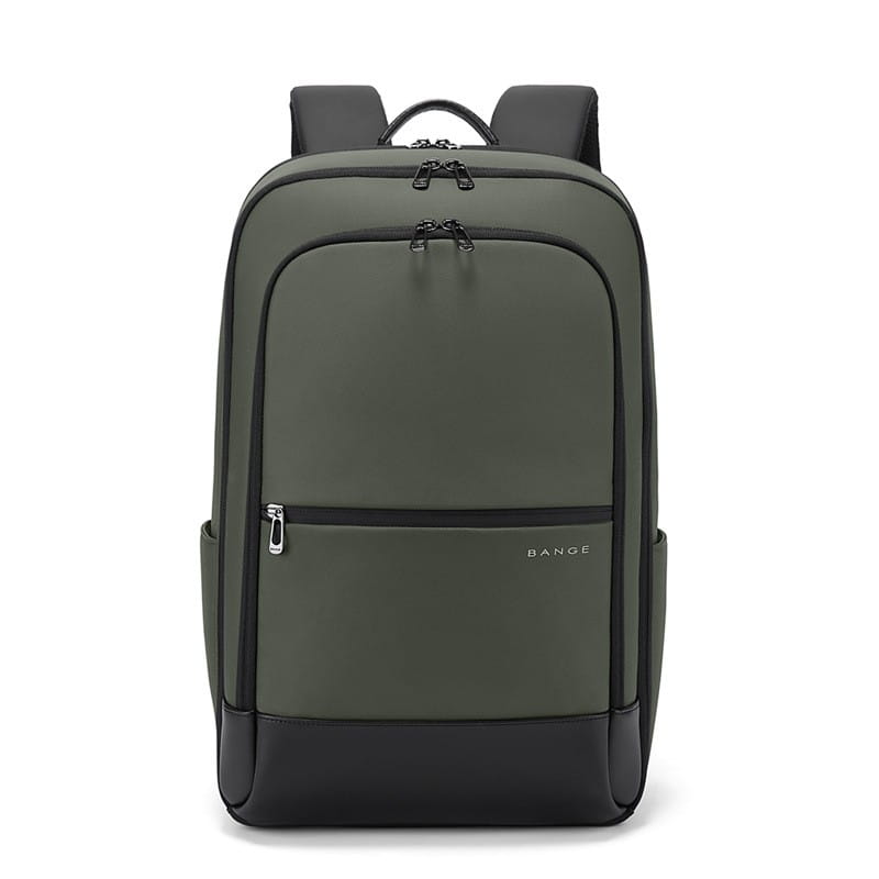 Bange-Laptop-Rucksack in Olivgrün und Schwarz mit minimalistischem Design aus Oxford-Gewebe und einem Fassungsvermögen von 20–35 l.