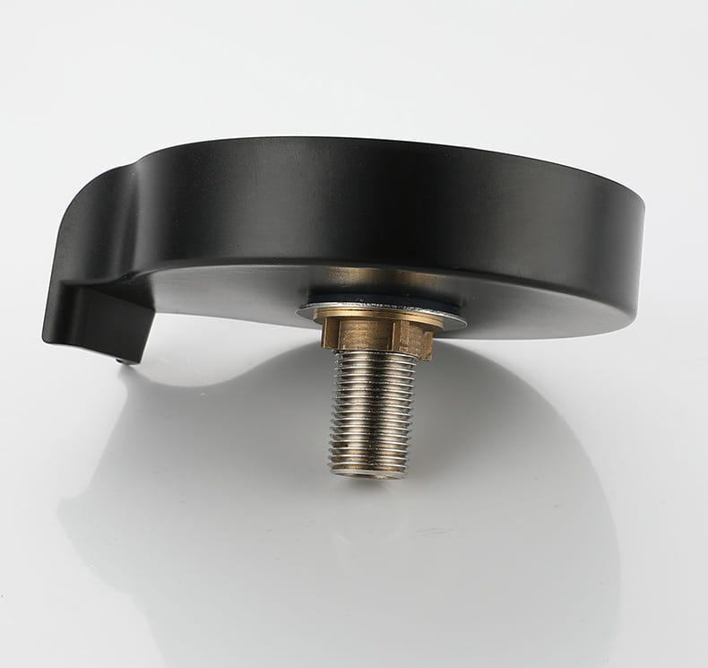 black plastic mounting bracket with threaded metal bolt and brass-colored nut for cup washer used in kitchen sink automatic glass rinser