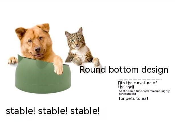 Bol pour aliments de chat surélevé en acier inoxydable vert à fond arrondi, avec protection contre le basculement, conçu avec une forme courbée lisse