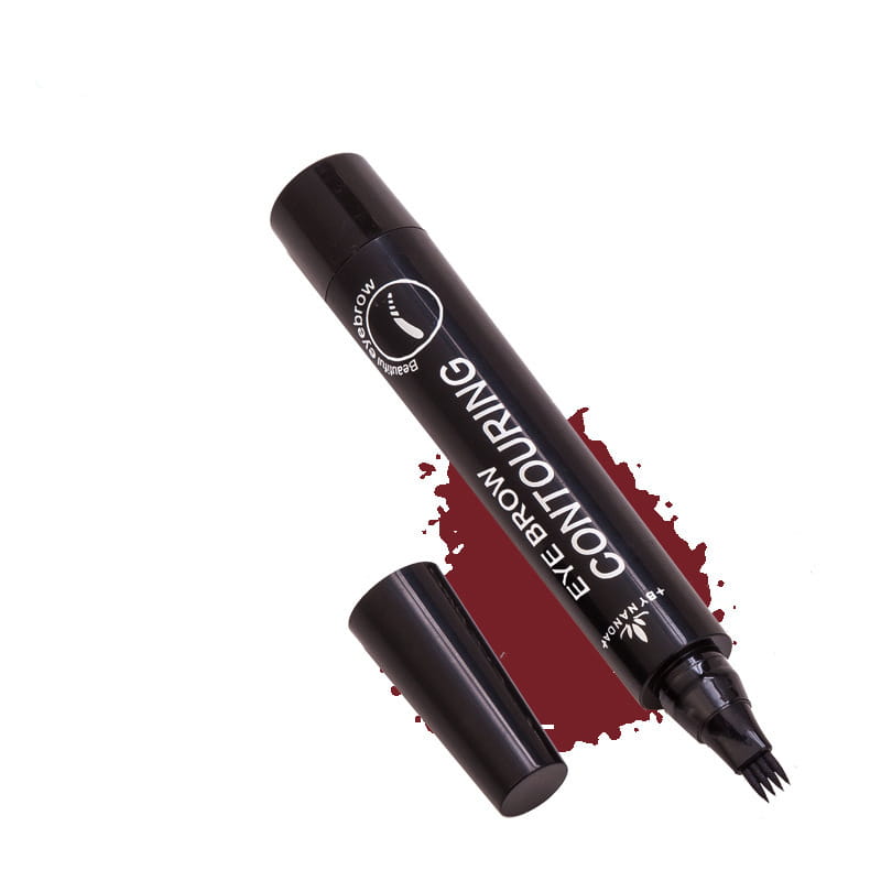 Crayon contouring sourcils noir avec pointe fine et épineuse et marquage blanc conçu comme un stylo 4 griffes imperméable et longue tenue.
