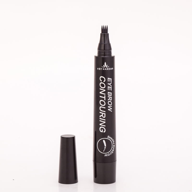 Crayon à sourcils noir de Nanda imperméable et longue tenue, stylo 4 griffes, avec une pointe en brosse multi-pointe fine pour un contouring et un modelage précis.
