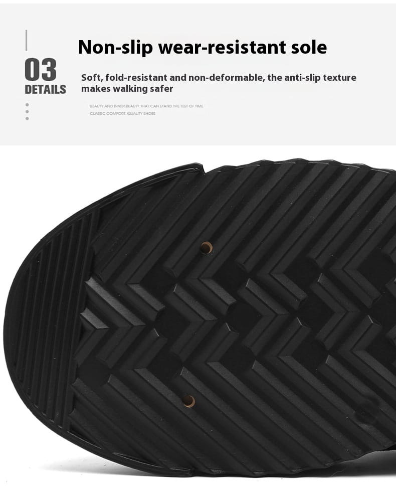 Semelle en caoutchouc noire avec un motif en zigzag pour une adhérence résistante à l’usure, antidérapante, sur les baskets décontractées imperméables en cuir pour homme
