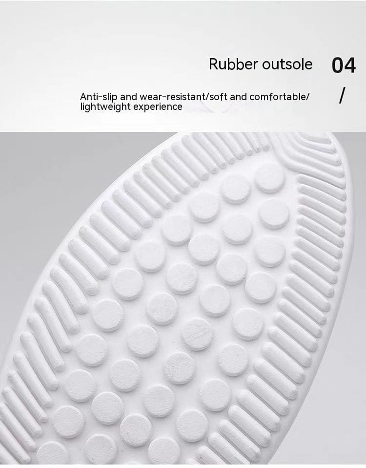 Suela exterior de goma blanca con patrón texturizado antideslizante en zapatillas planas casuales de cuero para una comodidad ligera y transpirable y un mejor agarre