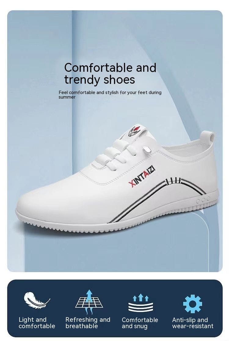 Zapatillas planas casuales de cuero blanco xintazi: presentan franjas de acento negras y un diseño minimalista y elegante para una comodidad ligera y transpirable.