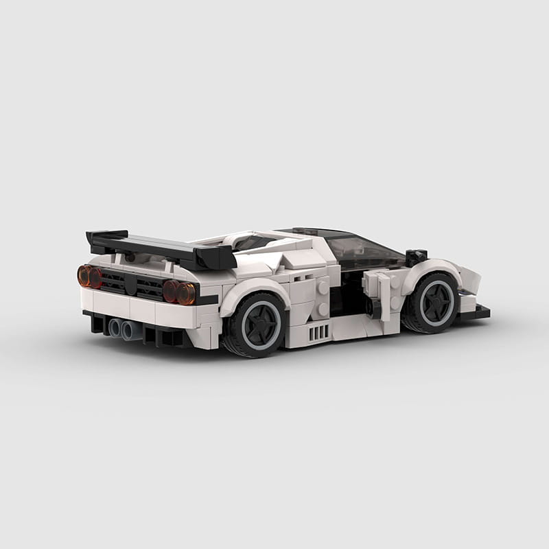 Lego technic sports car model diablo gt building blocks in white and black with detailed aerodynamic design.
