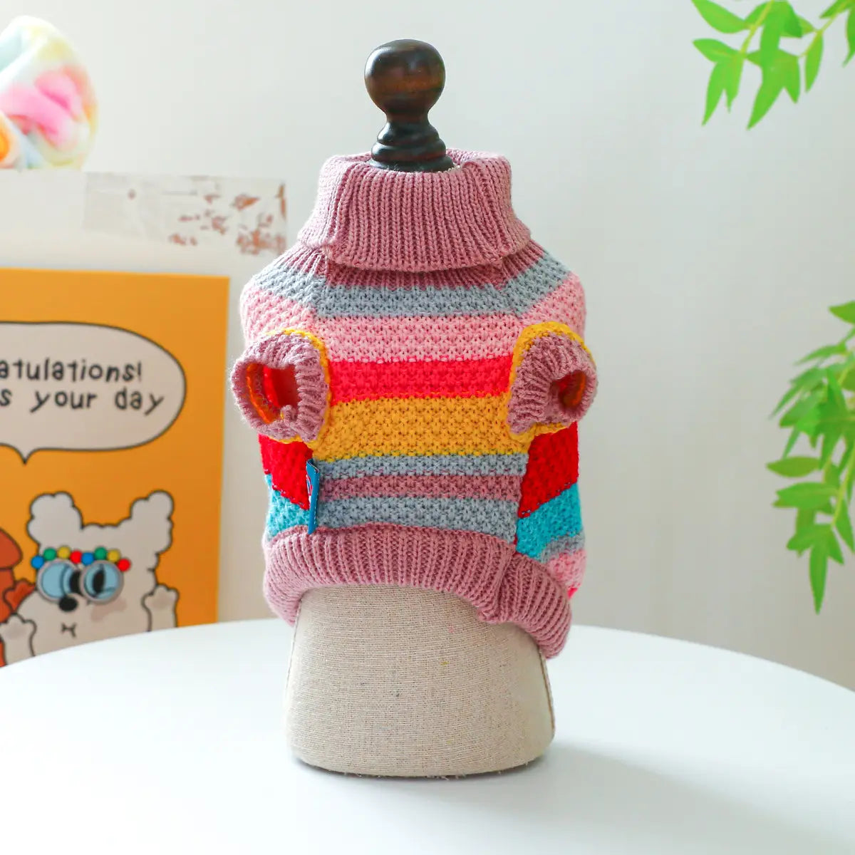 Pull pour animaux rayé et coloré pour petits chiens et chats