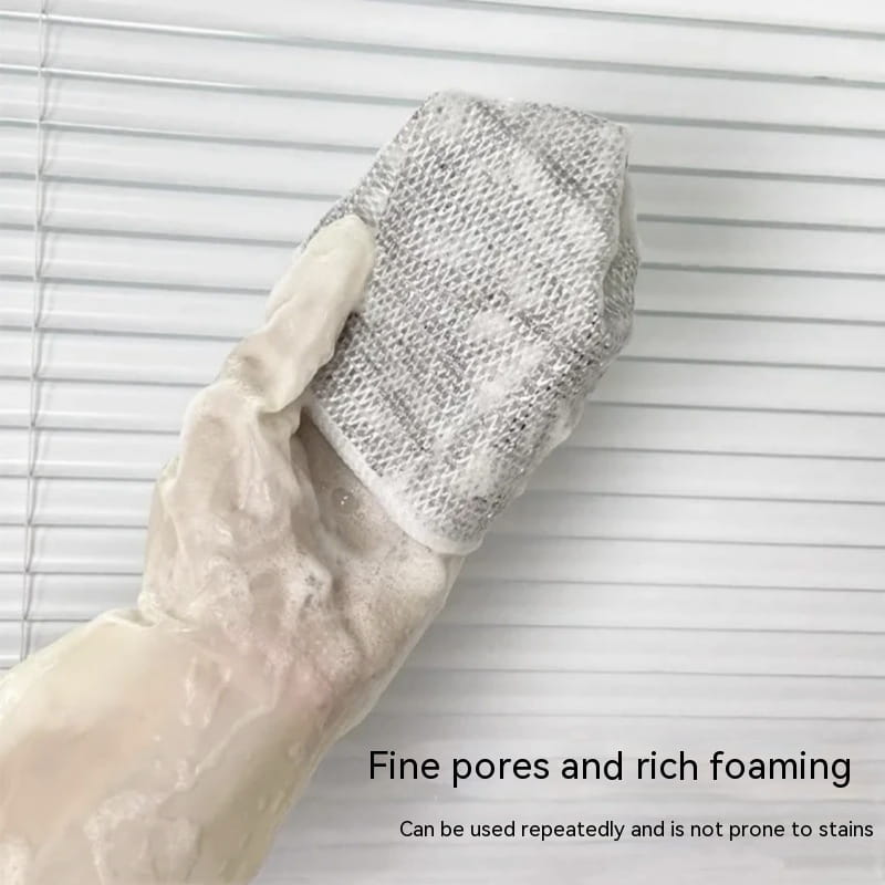 Steel wire dishcloth mesh kitchen scrubber 20x20cm with a textured gray mesh sponge featuring a fine pore structure and rich foaming properties.