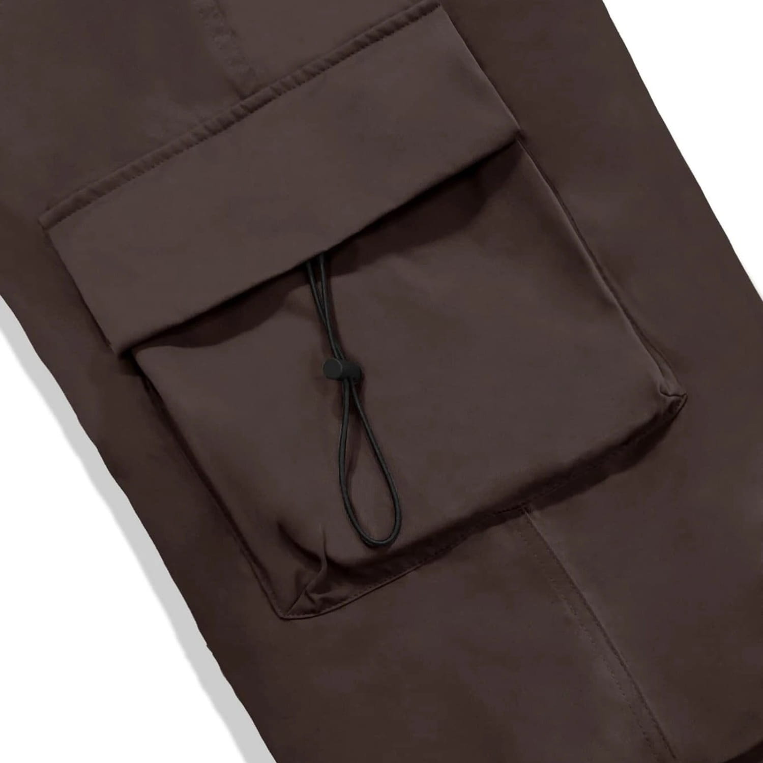 pantalon cargo marron à séchage rapide pour hommes, coupe à jambe ample et poche à rabat, avec fermeture par cordon de serrage noir