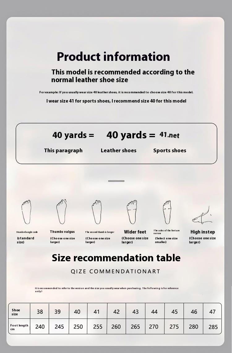 Il s’agit d’un tableau de recommandations de tailles pour les mocassins en cuir pour hommes à enfiler, avec patte à boucle, chaussures décontractées, indiquant les pointures et les longueurs de pied correspondantes en centimètres.