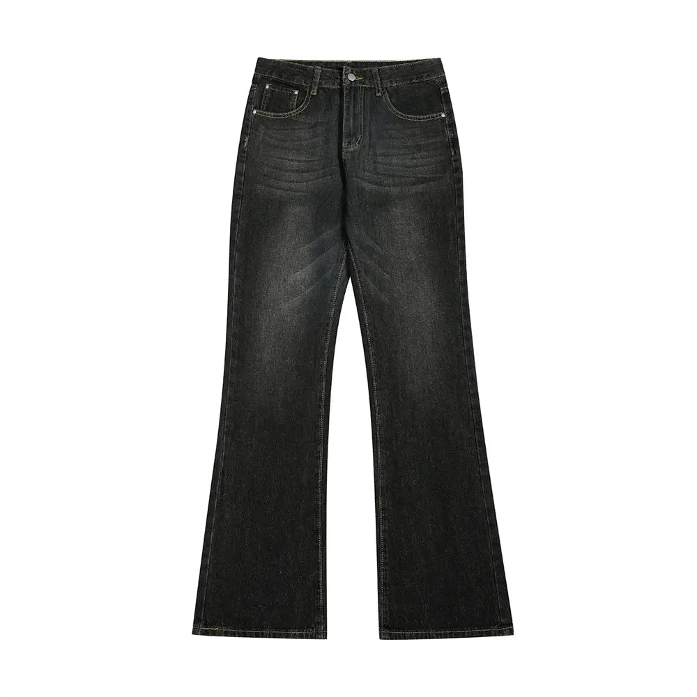 Men’s Distressed Flare Leg Dark Wash Denim Jeans