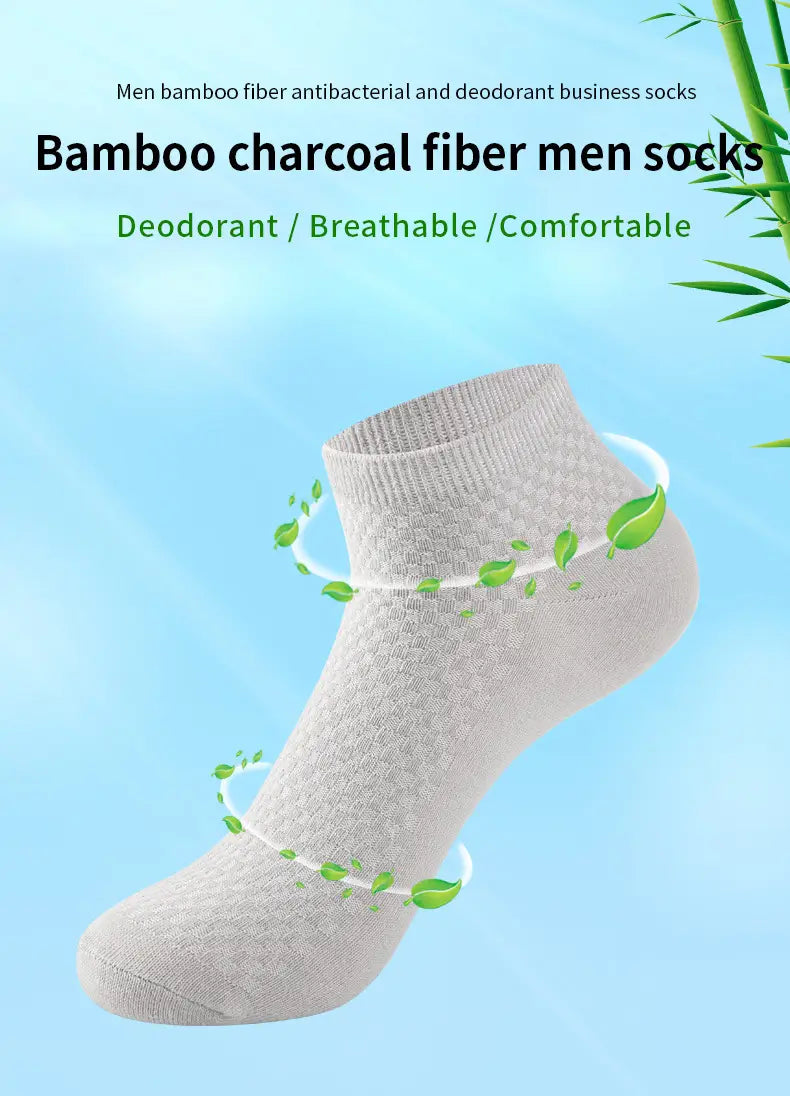 light gray bamboo charcoal fiber men’s business ankle socks with a textured breathable knit design shown from the back side in a 4 pack