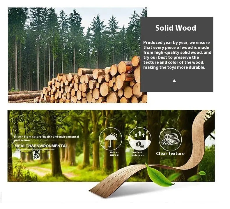 Solid wood plank from a Wooden Building Blocks 100 piece geometric toy set featuring natural brown color and visible grain texture.