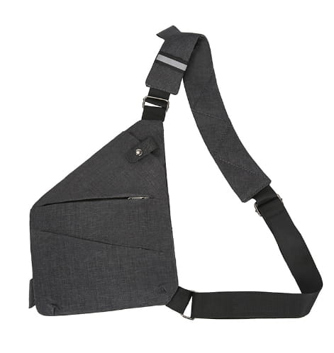 Black textured men’s waterproof anti-theft multifunctional crossbody bag with adjustable strap and multiple pockets for secure daily use.