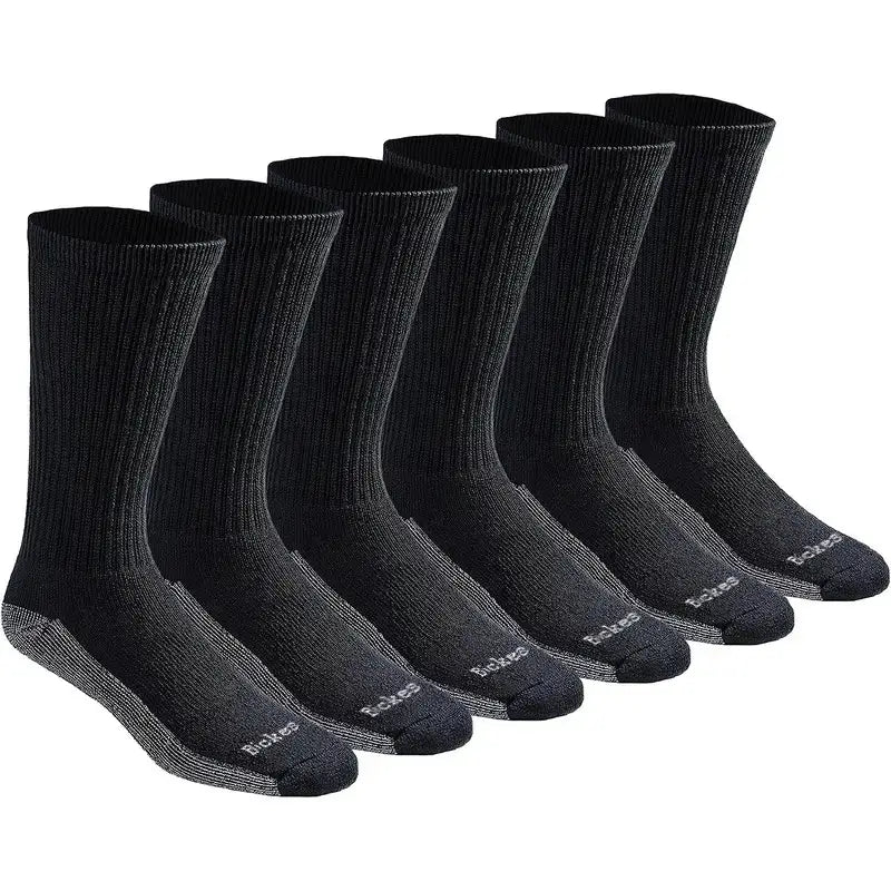 Men athletic breathable cotton crew socks in black with ribbed texture, reinforced toe and heel, and a subtle gray accent stripe on the foot.
