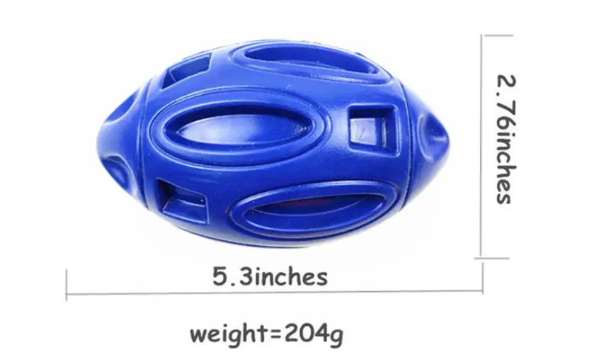 Squeaky Rubber Dog Rugby Ball Durable Fetch Toy