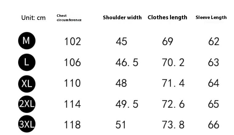 Guide des tailles pour les vestes de blazer décontractées en lin à rayures pour hommes, indiquant la circonférence de la poitrine, la largeur des épaules, la longueur des vêtements et la longueur des manches en centimètres pour les tailles M à 3XL.