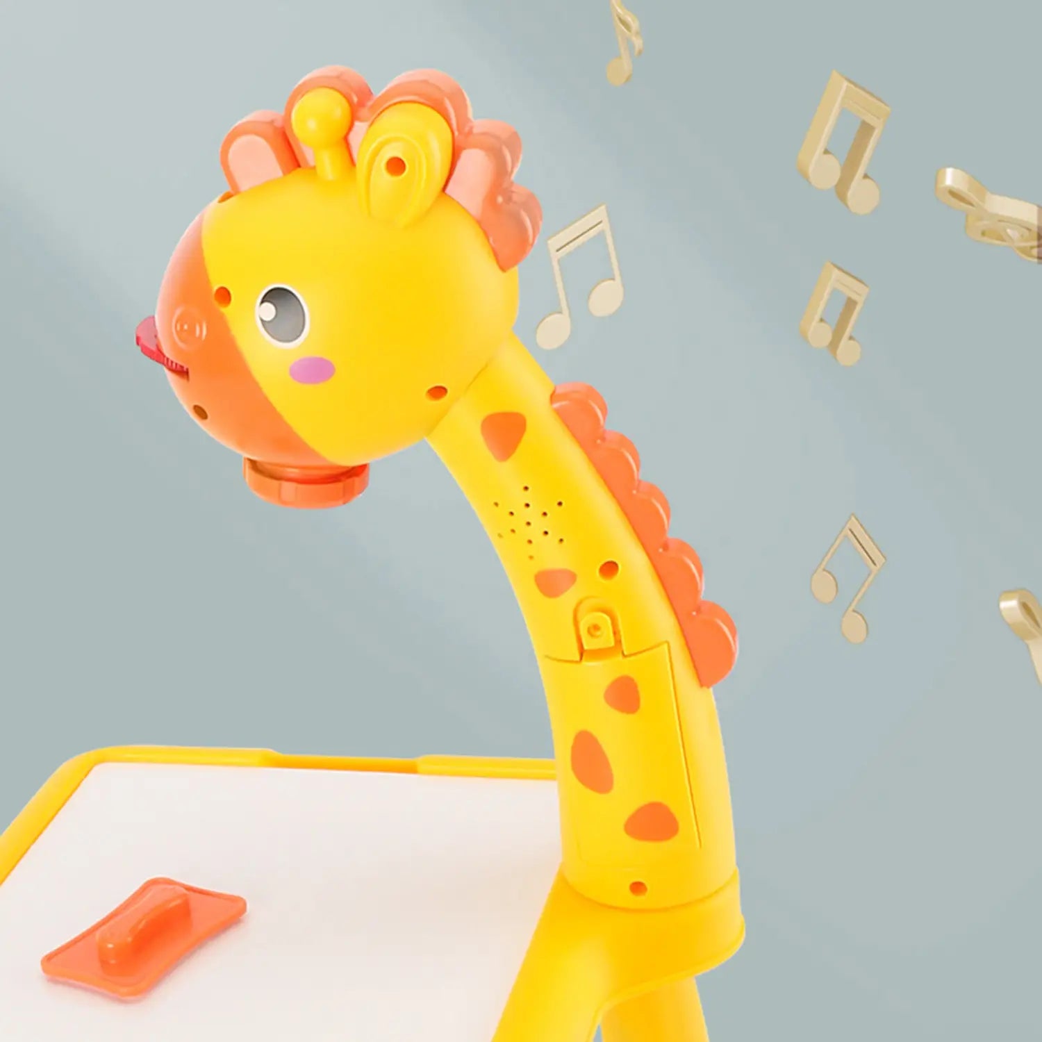 Yellow and orange giraffe-shaped led drawing projector table for kids art painting with a playful cartoonish design