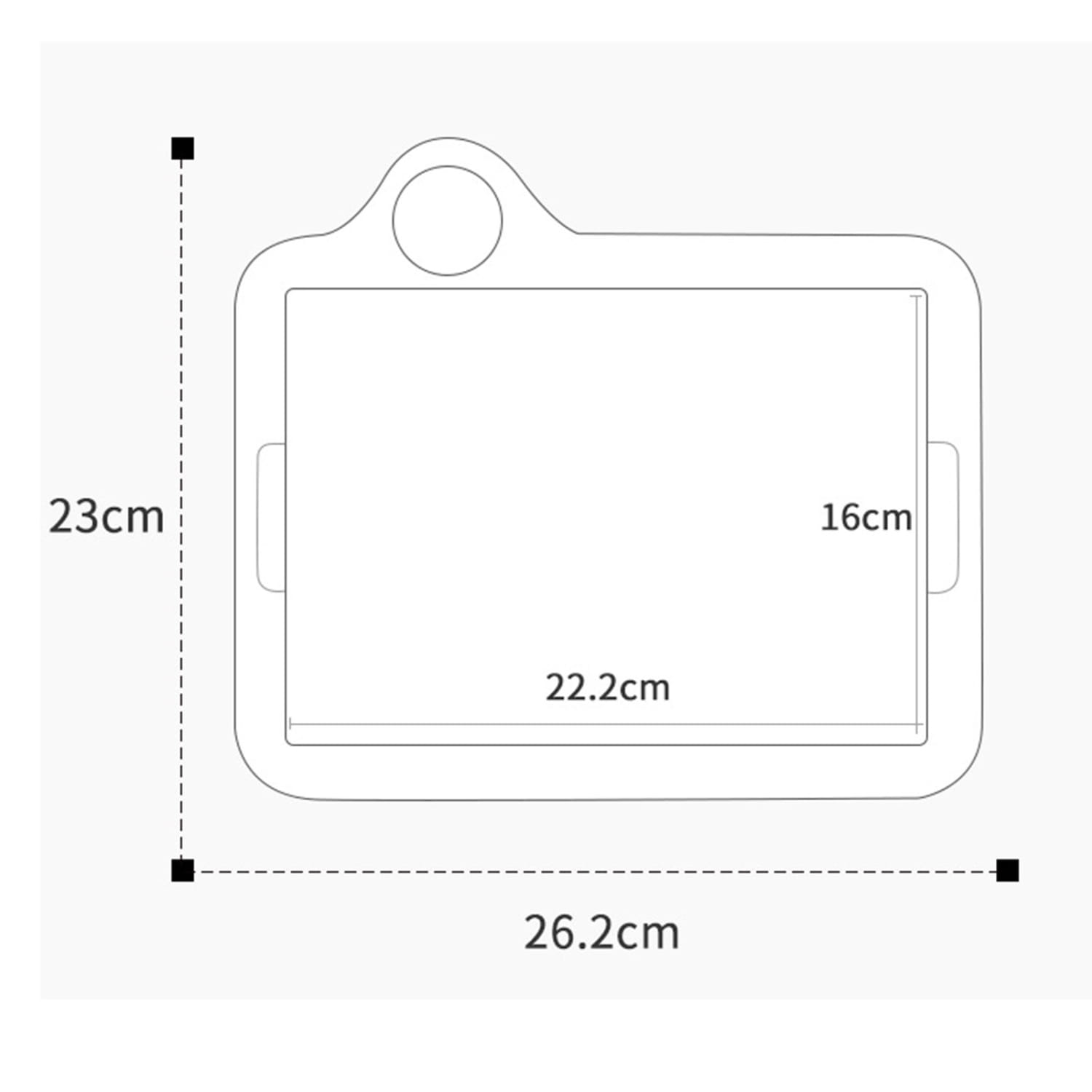 White rectangular tray with rounded corners and a circular handle at the top designed as a led drawing projector table for kids art painting.