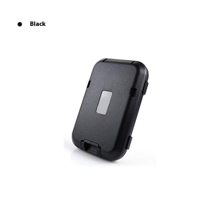 black plastic rugged aluminum rfid blocking card wallet and travel case with textured surface and rectangular transparent window on the front