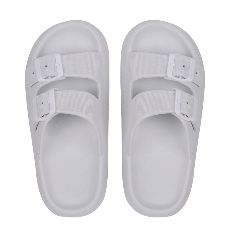 Sandalias tipo plataforma Eva con hebilla de color blanco, con dos hebillas de correa ajustables y zapatillas de suela gruesa transpirables.