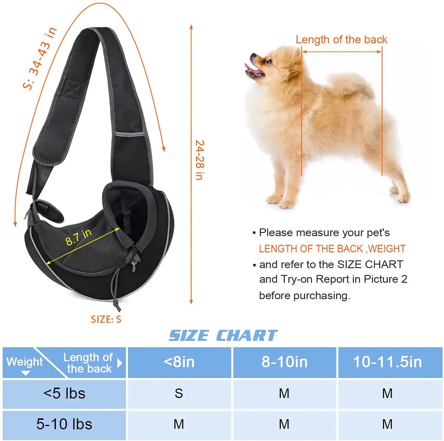 black mesh and fabric pet carrier sling bag with adjustable strap for small dogs and cats
