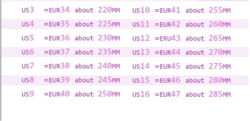 a chart displaying shoe size conversions from us to eu with corresponding measurements in millimeters for patent leather knee high block heel square toe boots