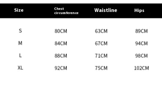 Size chart for gold sequin evening gown with dramatic satin puff sleeves showing measurements in centimeters for sizes S through XL.