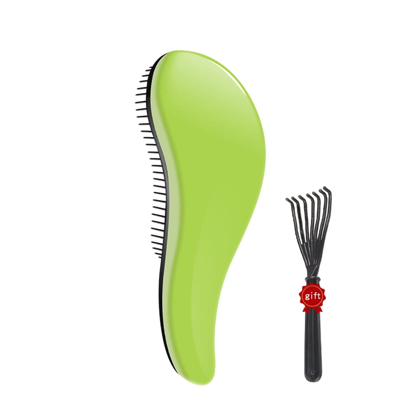 Cepillo para desenredar el cabello de plástico verde lima con cerdas negras del set de cepillos para desenredar el cabello de 3 piezas, peine de peinado brillante.
