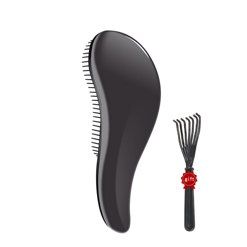 Cepillo para desenredar el cabello de plástico negro con mango ergonómico redondeado y cerdas finas del set de cepillos para desenredar el cabello de 3 piezas, peine de peinado brillante.