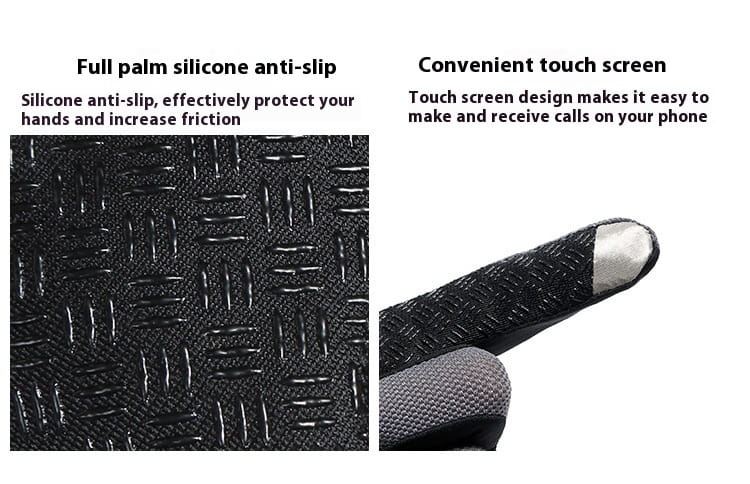 black silicone touchscreen stylus with textured grip and silver tip designed for use with cycling gloves touch screen athletic non slip.