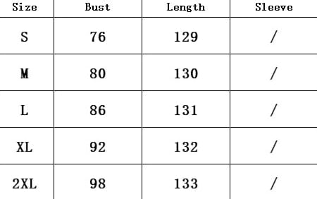 The table displays size measurements including bust and length for the ribbed knit square neck sleeveless midi dress in sizes s through 2xl.
