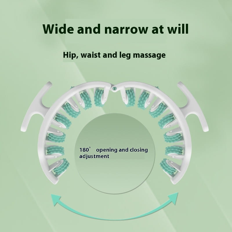 Rodillo masajeador circular desmontable para piernas y moldeador de 30 kEDU con cuerpo de plástico blanco y rodillos de masaje color azul verdoso, diseñado para el masaje de cadera, cintura y piernas.