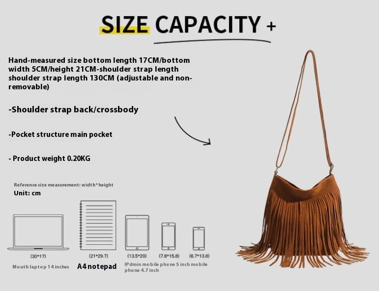 A maroon suede fringe crossbody bag with a long adjustable strap for artistic tassel canvas shoulder bag travel use.
