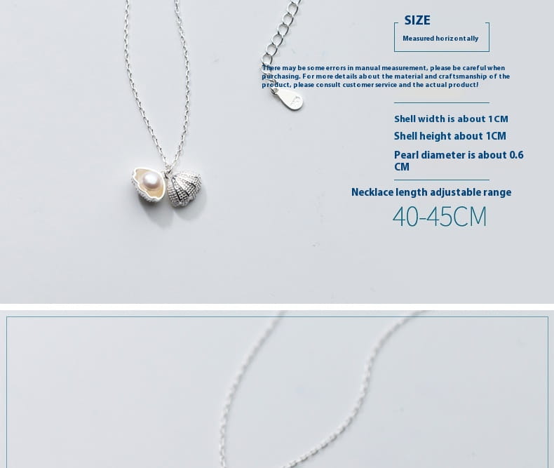 Personalized s925 silver necklace featuring a delicate open-shell pendant with an embedded pearl suspended from a fine chain.