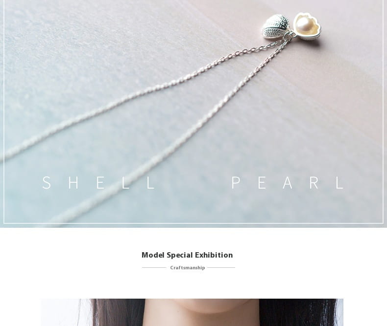 A delicate personalized s925 silver necklace featuring a heart-shaped shell pendant with an embedded pearl.
