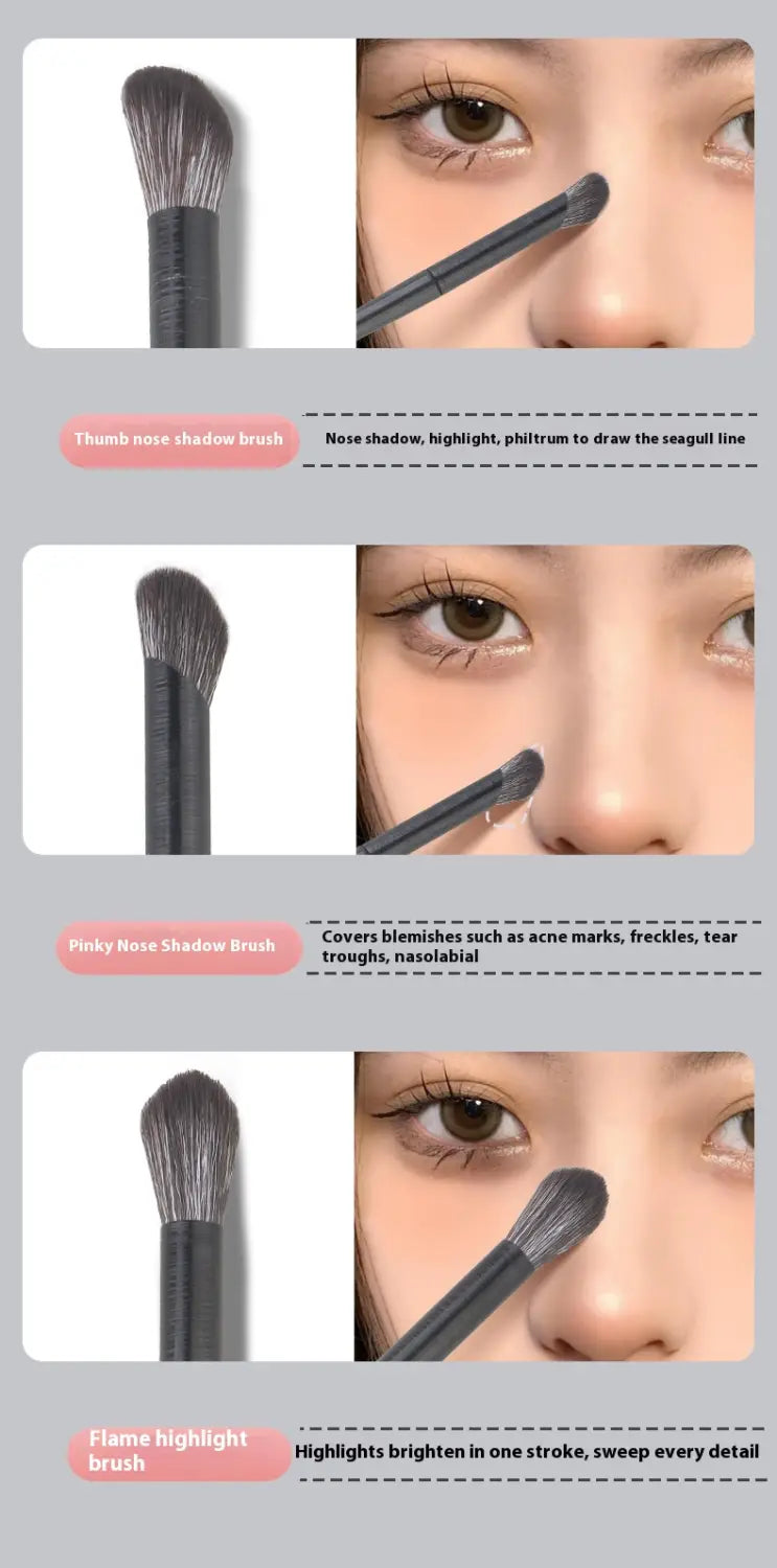 Black eye makeup brush set with 10 pieces featuring black-handled brushes with dense soft bristles for precise eye shadow application.