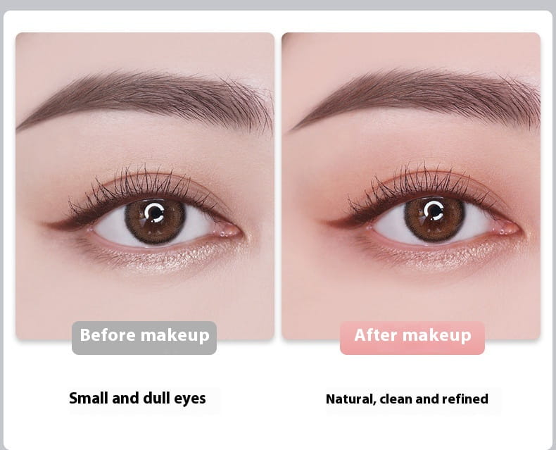 the black eye makeup brush set 10 piece matte tools features a subtle enhancing eyeshadow palette with soft natural tones designed to create the illusion of larger more defined eyes in a before and after makeup transformation.