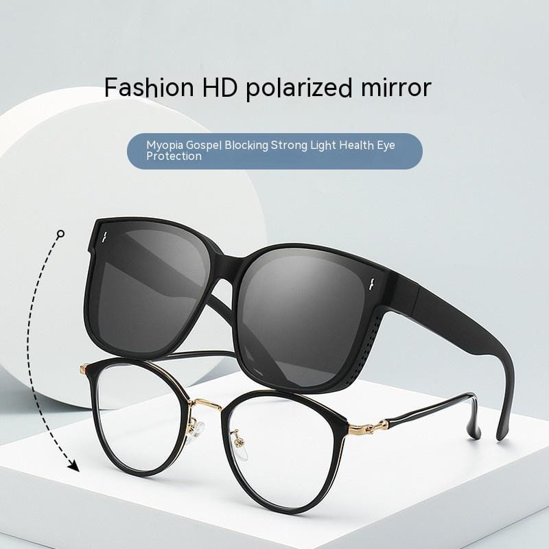 Black framed polarized square anti glare driving sunglasses with mirrored lenses and a sleek modern design