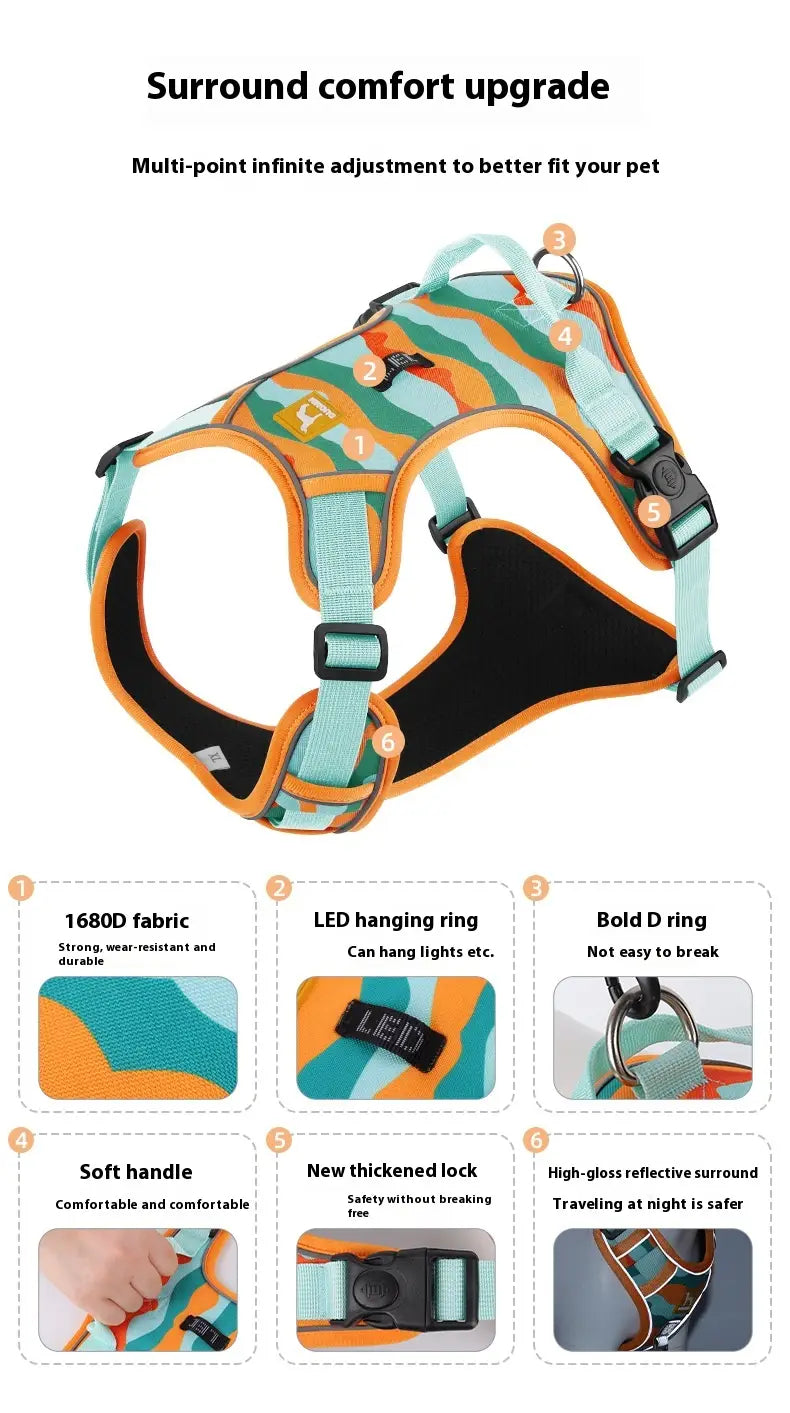 Reflective Oxford Cloth Dog Harness and Lead Set