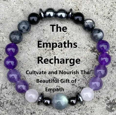 A natural amethyst and magnetic stone beaded unisex bracelet featuring alternating purple amethyst, white rose quartz, and black magnetic hematite beads.