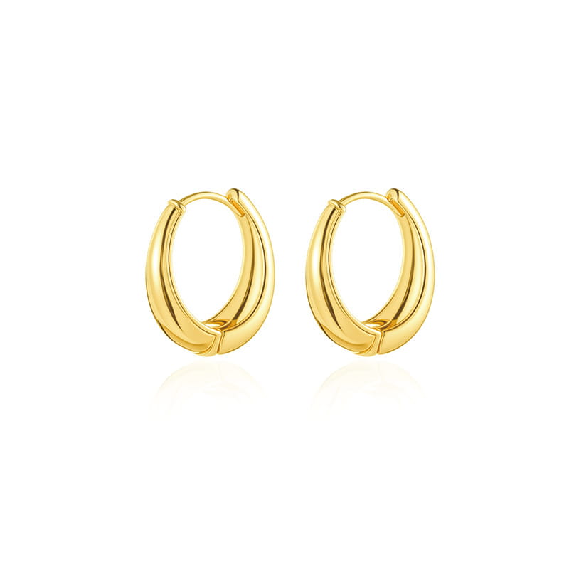 Polierte Ohrringe aus gedrehtem Gold mit kreisförmigem Reifen: goldfarbene minimalistische Doppelreif-Ohrringe mit einer eleganten Gestaltung.