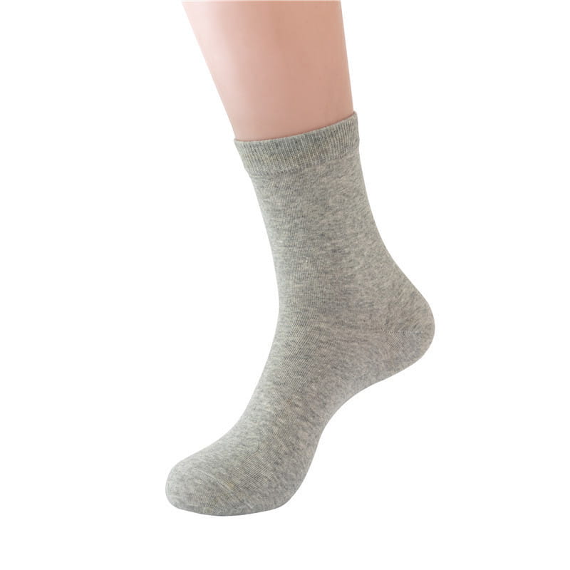 Gray heathered cotton mens casual crew sock with a ribbed cuff designed for breathable comfort and solid color style.