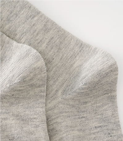 A pair of soft heather gray mens cotton casual crew socks with ribbed texture and breathable solid color design.