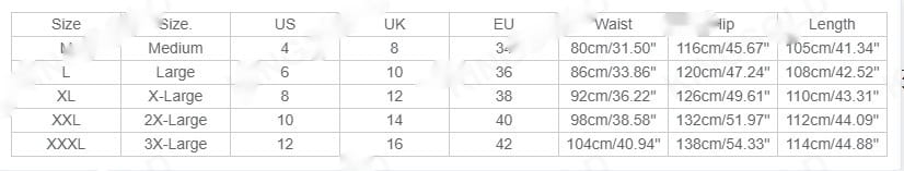 The image displays a size chart for tactical cargo pants waterproof work trousers listing various sizes with corresponding waist hip and length measurements.