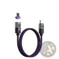 Purple braided magnetic usb c fast charging cable with l plug and 240w energy fortz branding on connectors