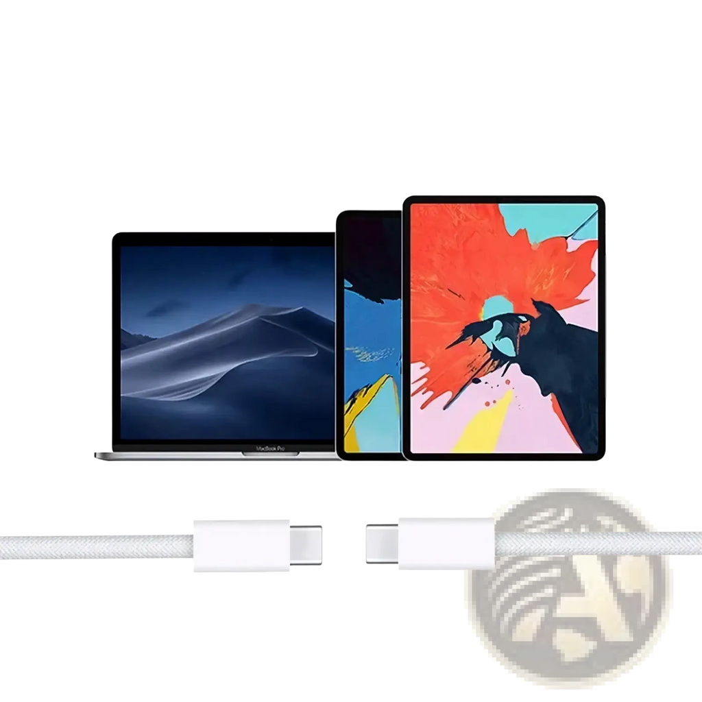 White usb-c to usb-c braided charging cable 2m designed for macbook pro and ipad pro fast 240w charging