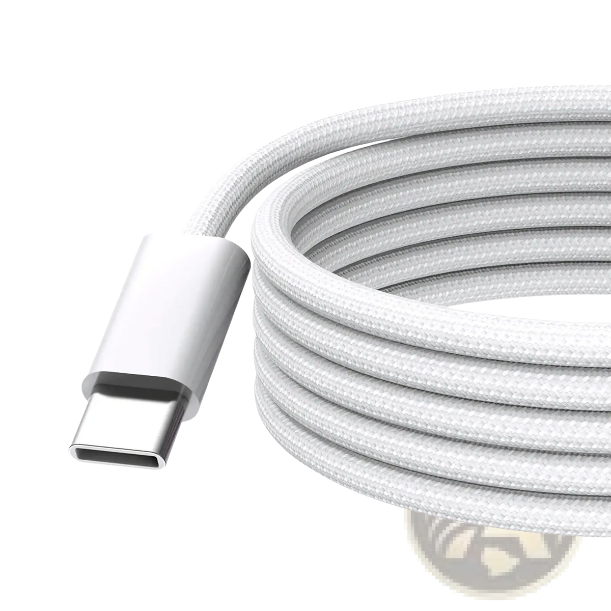 White braided 240w usb c fast charging cable 2m with sleek metallic connector for durable high speed charging