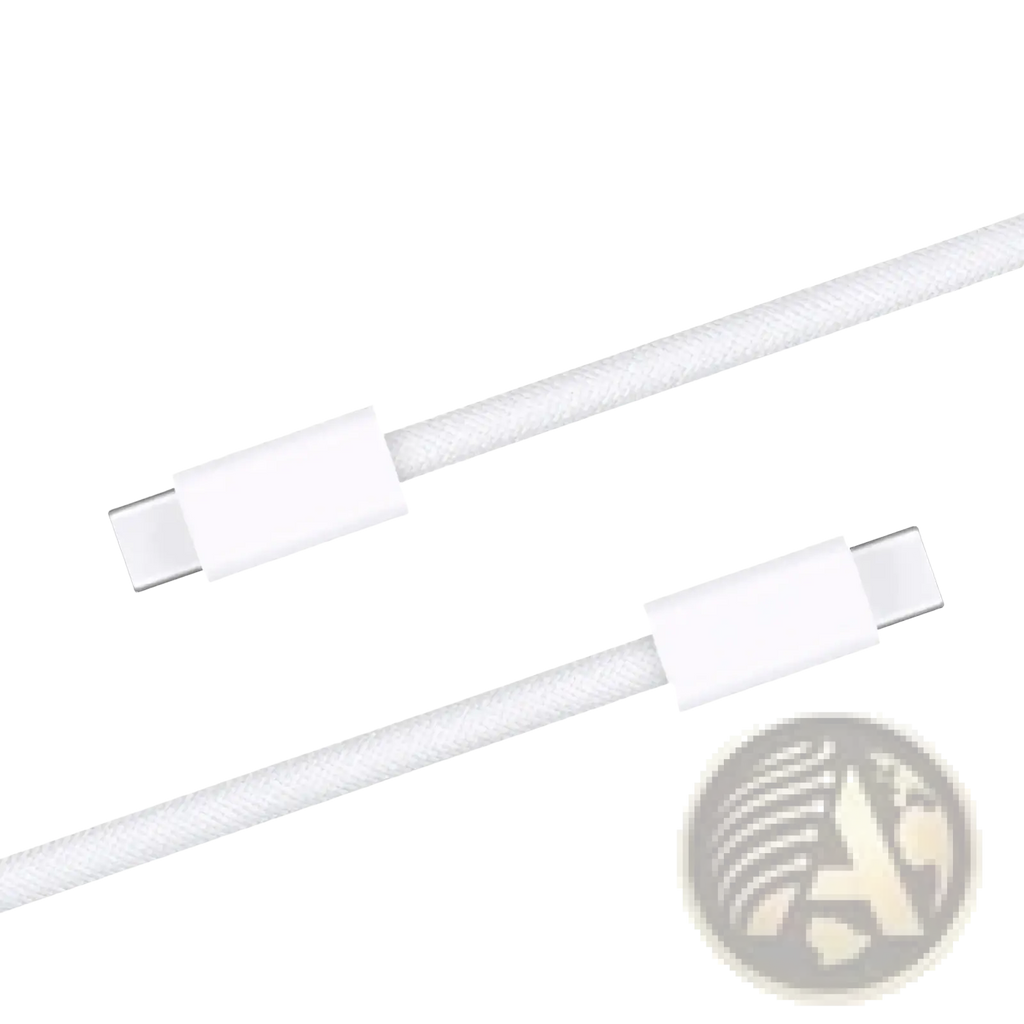 White braided 2m usb c fast charging cable with 240w power delivery and textured design for durable use