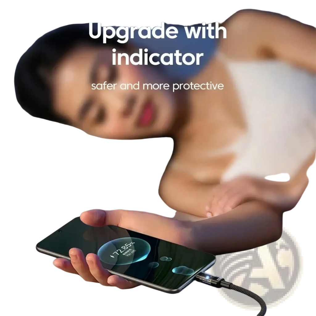 A sleek black 240w usb c fast charging cable with braided design and led indicator light at the connector end